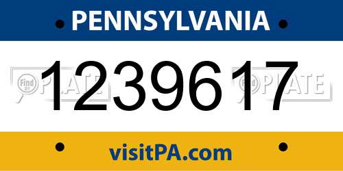 1239617 Pennsylvania License Plate