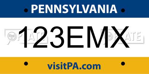 123EMX Pennsylvania License Plate