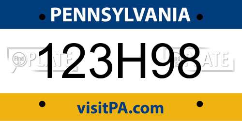 123H98 Pennsylvania License Plate