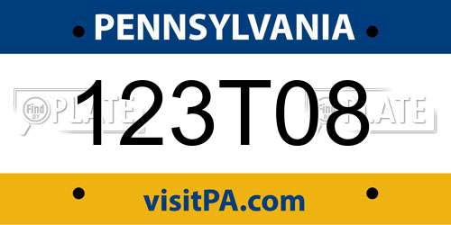 123T08 Pennsylvania License Plate