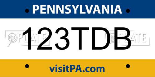 123TDB Pennsylvania License Plate