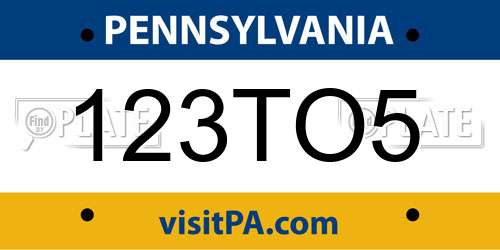 123TO5 Pennsylvania License Plate