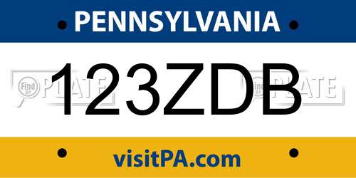 123ZDB Pennsylvania License Plate