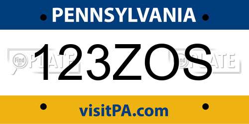 123ZOS Pennsylvania License Plate
