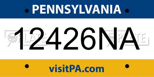 12426NA Pennsylvania License Plate