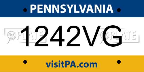 1242VG Pennsylvania License Plate