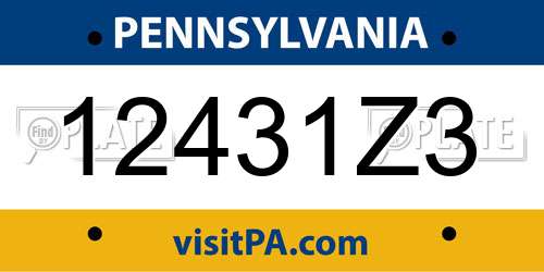 12431Z3 Pennsylvania License Plate