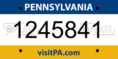 1245841 Pennsylvania License Plate