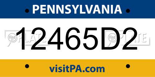 12465D2 Pennsylvania License Plate