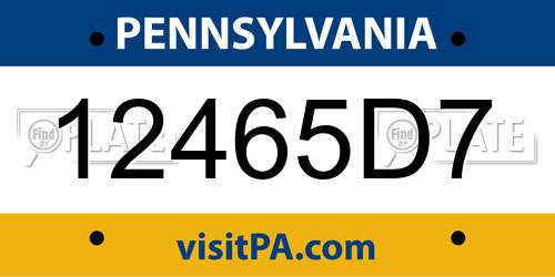 12465D7 Pennsylvania License Plate
