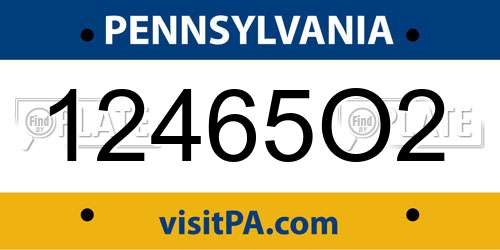 12465O2 Pennsylvania License Plate