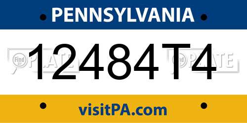 12484T4 Pennsylvania License Plate