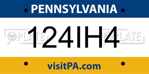 124IH4 Pennsylvania License Plate