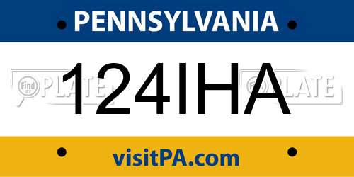 124IHA Pennsylvania License Plate