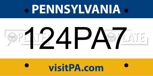 124PA7 Pennsylvania License Plate