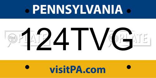 124TVG Pennsylvania License Plate