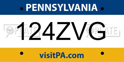 124ZVG Pennsylvania License Plate