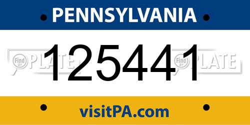 125441 Pennsylvania License Plate