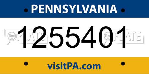 1255401 Pennsylvania License Plate