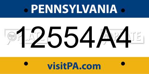 12554A4 Pennsylvania License Plate
