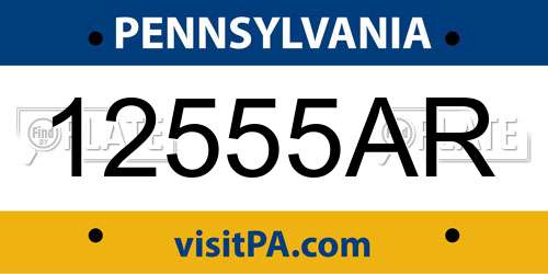 12555AR Pennsylvania License Plate