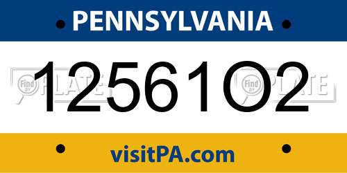 12561O2 Pennsylvania License Plate