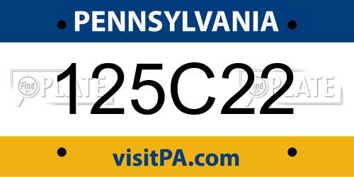 125C22 Pennsylvania License Plate