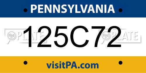 125C72 Pennsylvania License Plate
