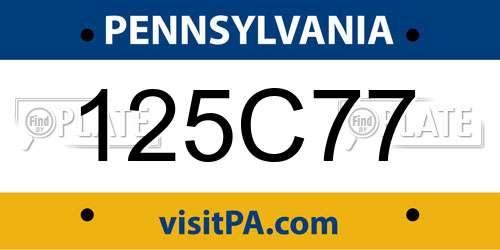 125C77 Pennsylvania License Plate