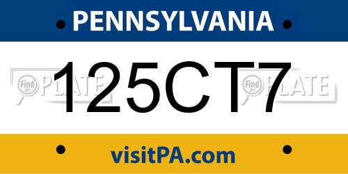 125CT7 Pennsylvania License Plate