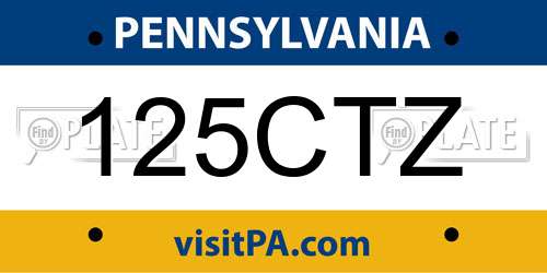 125CTZ Pennsylvania License Plate