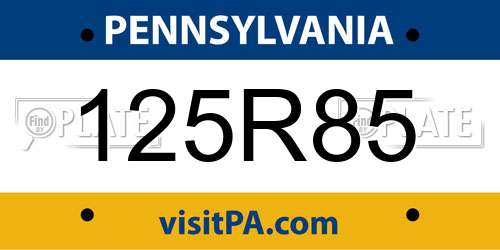 125R85 Pennsylvania License Plate