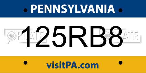 125RB8 Pennsylvania License Plate