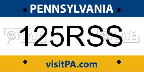 125RSS Pennsylvania License Plate
