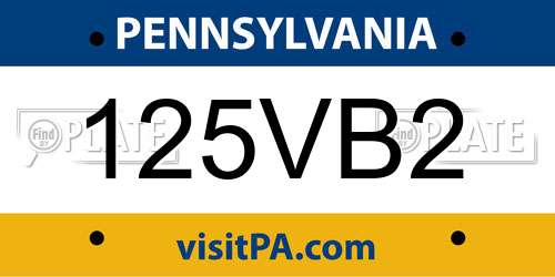 125VB2 Pennsylvania License Plate