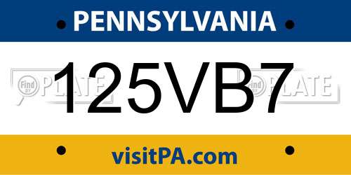 125VB7 Pennsylvania License Plate