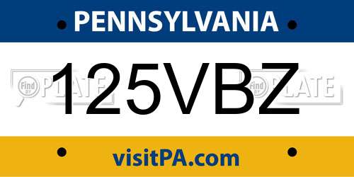 125VBZ Pennsylvania License Plate