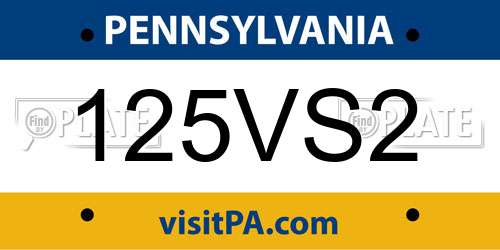 125VS2 Pennsylvania License Plate