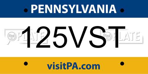 125VST Pennsylvania License Plate