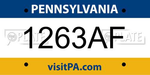 1263AF Pennsylvania License Plate