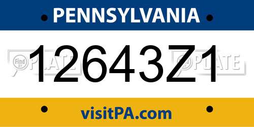 12643Z1 Pennsylvania License Plate