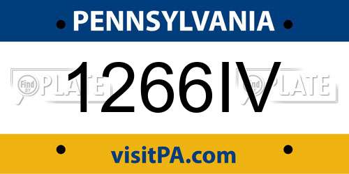 1266IV Pennsylvania License Plate