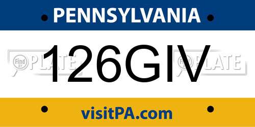 126GIV Pennsylvania License Plate