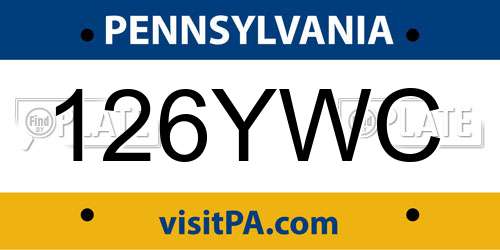 126YWC Pennsylvania License Plate