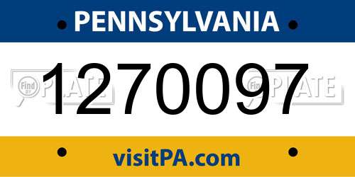 1270097 Pennsylvania License Plate