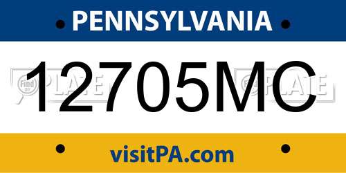 12705MC Pennsylvania License Plate