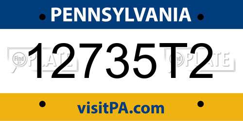 12735T2 Pennsylvania License Plate