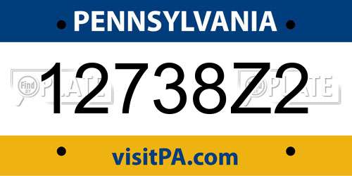 12738Z2 Pennsylvania License Plate