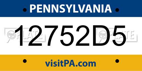 12752D5 Pennsylvania License Plate