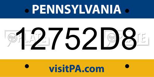 12752D8 Pennsylvania License Plate
